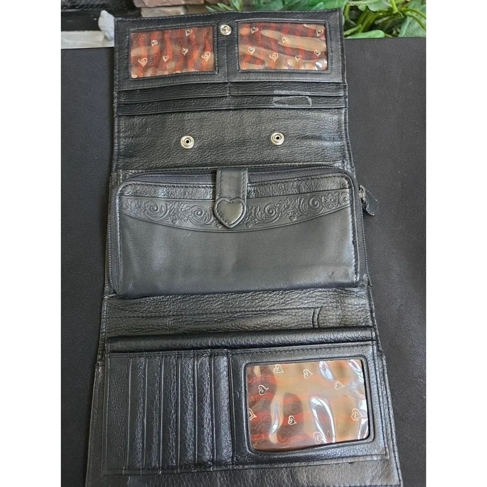 Brighton Elegant Brown/Black Crocodile Embossed Wallet w/ Heart